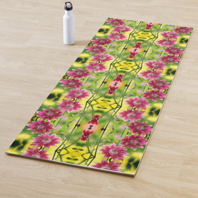 Tapis De Yoga Motif Abstrait Paire Fleur Rouge Et Blanc (En situation)