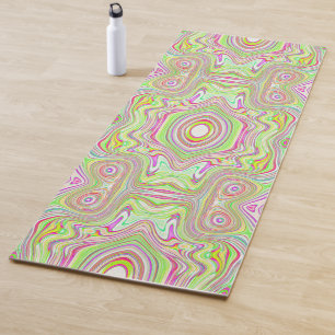 Tapis De Yoga Motif Abstrait Trippy Retro Rose et Lime Green