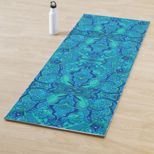 Tapis De Yoga Motif arabe de Bohême sous-marin (En situation)