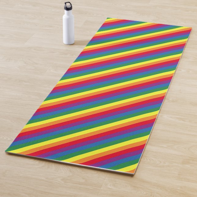 Tapis De Yoga Motif arc-en-ciel diagonal (En situation)