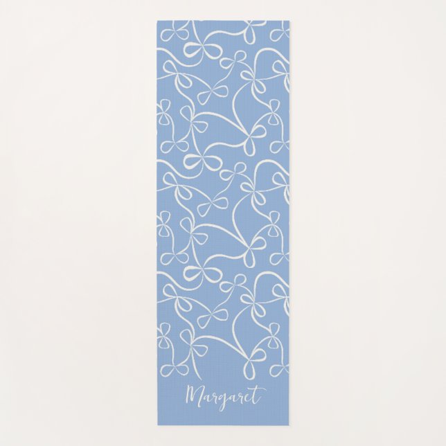 Tapis De Yoga Motif bleu clair Bow Nom personnalisé Yoga Mat (Devant)