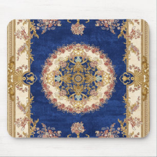 Tapis De Yoga motif bleu et doré Mouse Pad