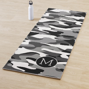 Tapis De Yoga Motif camouflage noir gris foncé personnalisé