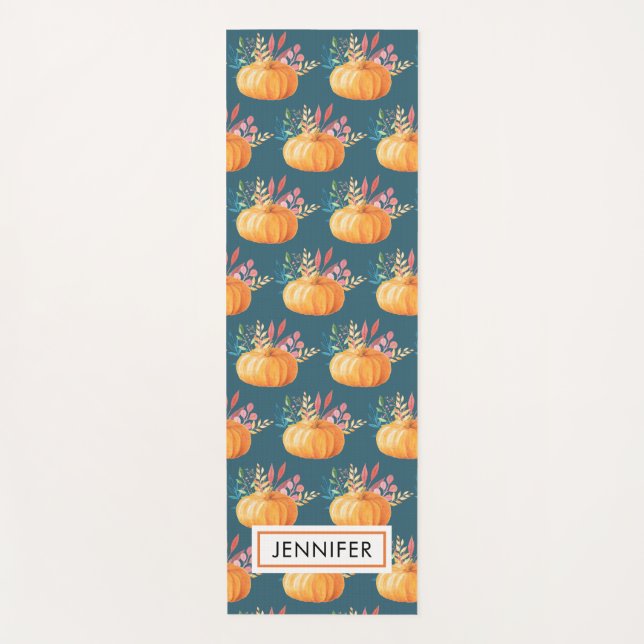 Tapis De Yoga Motif Citrouille d'aquarelle orange (Devant)