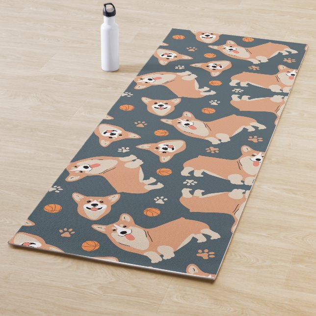 Tapis De Yoga Motif Cute Corgi (En situation)