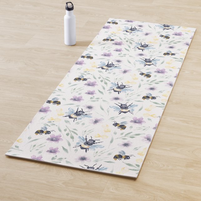 Tapis De Yoga Motif d'abeille d'aquarelle (En situation)