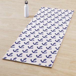 Tapis De Yoga Motif d'ancrages bleu marine Vintage nautique
