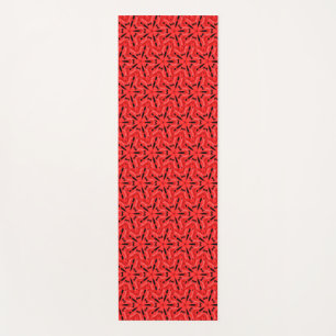 Tapis De Yoga Motif d'art géométrique noir rouge écarlate