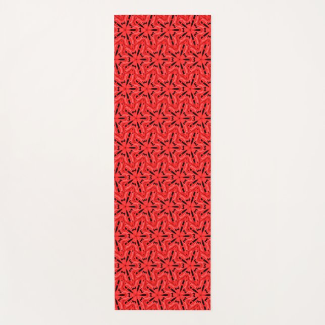 Tapis De Yoga Motif d'art géométrique noir rouge écarlate (Devant)