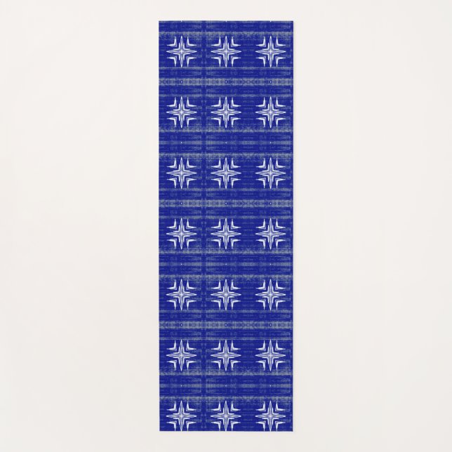 Tapis De Yoga Motif d'art géométrique saphir bleu blanc gris (Devant)