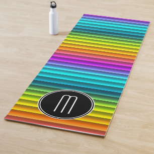 Tapis De Yoga Motif de bandes arc-en-ciel colorées personnalis