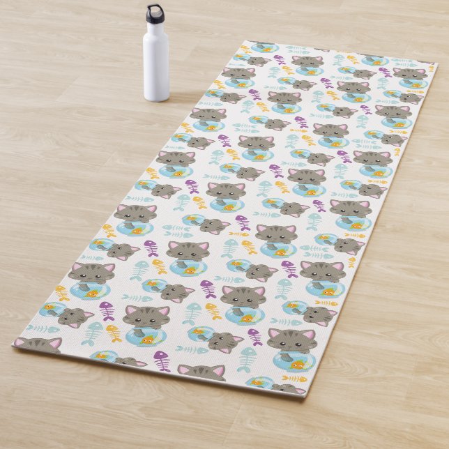 Tapis De Yoga Motif De Chats, Chats Mignons, Chatons, Poisson (En situation)