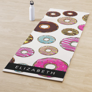 Tapis De Yoga Motif De Donuts, De Donuts Colorés, Votre Nom