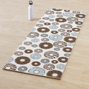 Tapis De Yoga Motif De Donuts, Donuts Bleus, Donuts Brown