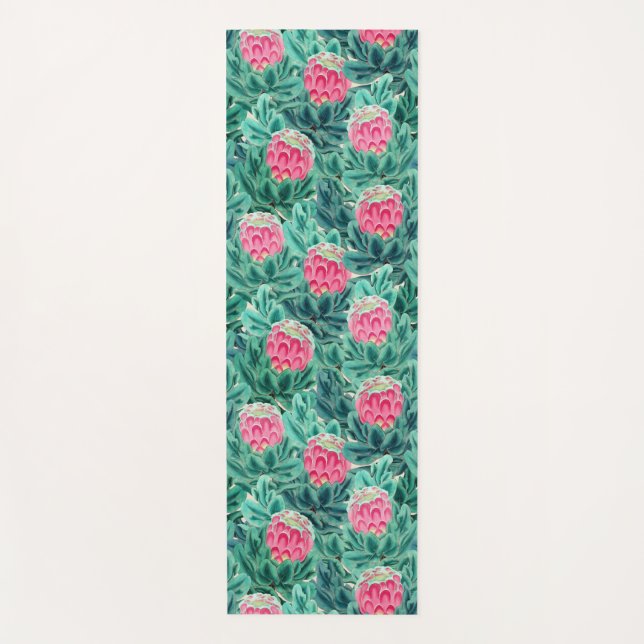 Tapis De Yoga Motif de fleurs de Protea exotiques (Devant)