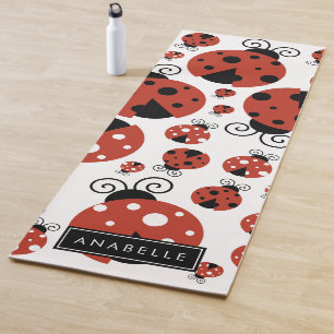 Tapis De Yoga Motif De Ladybugs, Red Ladybugs, Votre Nom