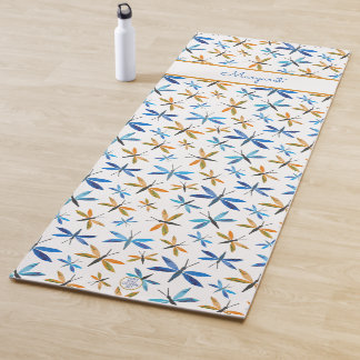 Tapis De Yoga Motif de libellules inspirant illustré à la main