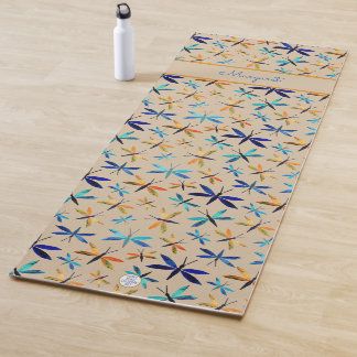 Tapis De Yoga Motif de libellules inspirant illustré à la main