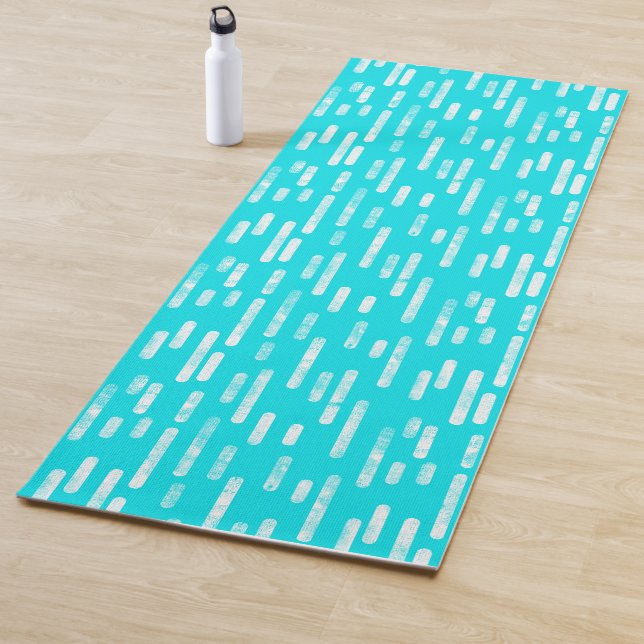 Tapis De Yoga Motif de lignes arrondies bleues/turquoise (En situation)