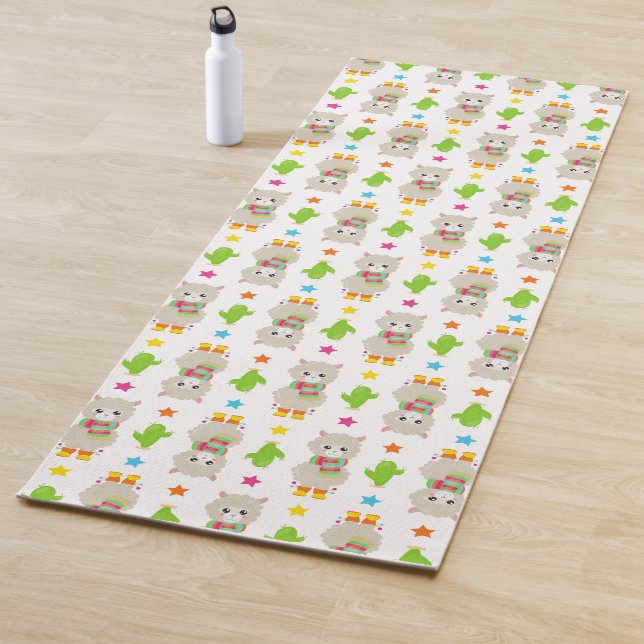 Tapis De Yoga Motif De Llamas, Cute Llamas, Alpacas, Cactus (En situation)