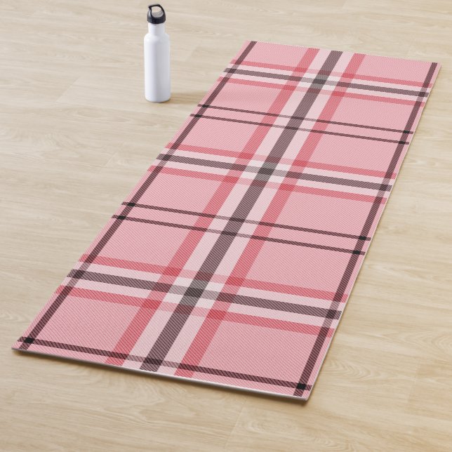 Tapis De Yoga Motif de mode rose et gris chic (En situation)