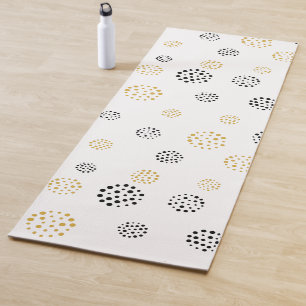 Tapis De Yoga Motif de points abstraits noir et or
