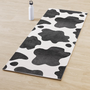 Tapis De Yoga Motif de points de vache Poster de animal noir et