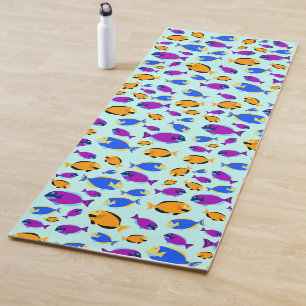 Tapis De Yoga Motif de poissons tropicaux colorés en Mer Bleue