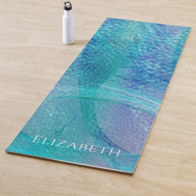 Tapis De Yoga Motif de queue de sirène turquoise pourpre personn (En situation)