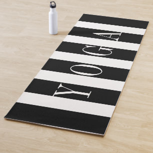 Tapis De Yoga Motif de rayures noir et blanc