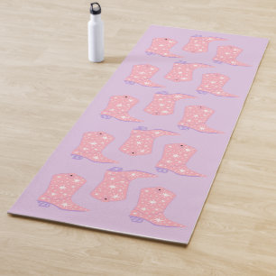 Tapis De Yoga Motif de rodéo Lilac Lavender Cowgirl Boots