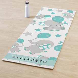 Tapis De Yoga Motif D'Eléphants, Eléphants Mignons, Votre Nom