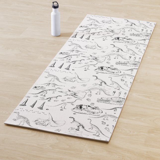 Tapis De Yoga Motif des os fossiles de dinosaures (En situation)