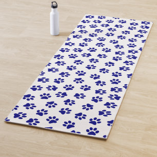 Tapis De Yoga Motif Des Paws, Paws Chiens, Paws Bleus Marine
