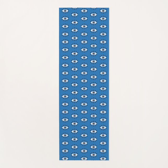 Tapis De Yoga Motif des yeux mal grecs bleu noir blanc (Devant)