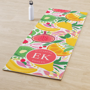 Tapis De Yoga Motif d'été pour le Monogramme de fruits tropicaux
