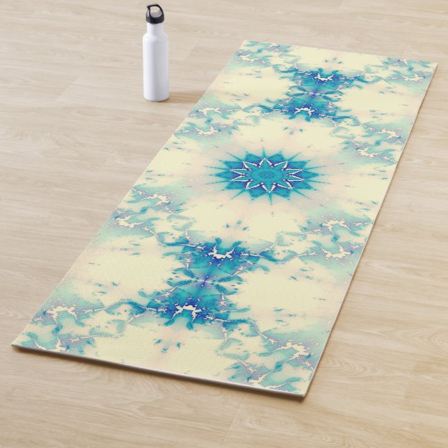 Tapis De Yoga Motif d'hiver Frosty Blue Snowflake (En situation)
