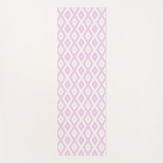 Tapis De Yoga Motif diamant rose pâle et blanc (Devant)