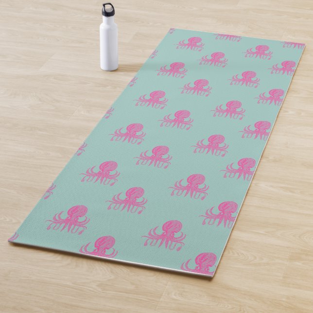 Tapis De Yoga Motif d'illustrations de pieuvres mignonnes Aqua e (En situation)