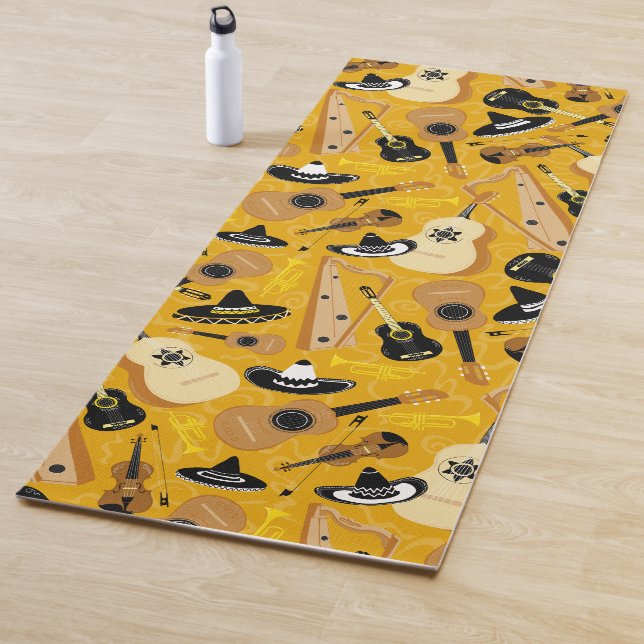 Tapis De Yoga Motif d'instruments musicaux de la bande Mariachi (En situation)