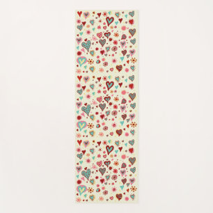 Tapis De Yoga Motif Doodle Hearts