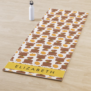 Tapis De Yoga Motif D'Ours, Mignons Ours, Citrouille, Votre Nom