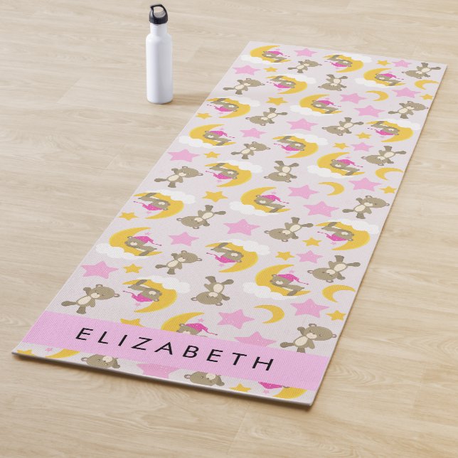Tapis De Yoga Motif D'Ours, Nounours, Étoiles, Votre Nom (En situation)