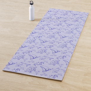Tapis De Yoga Motif d'une ligne d'animal marin et voilier