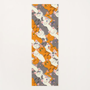 Tapis De Yoga Motif en diagonale du chat noir blanc gingembre