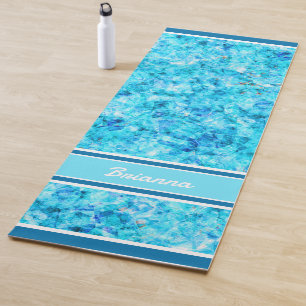 Tapis De Yoga Motif en polygone bleu bleu clair personnalisé Aqu