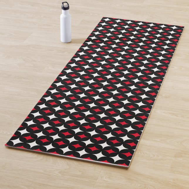 Tapis De Yoga Motif étoile blanche rouge sur noir (En situation)