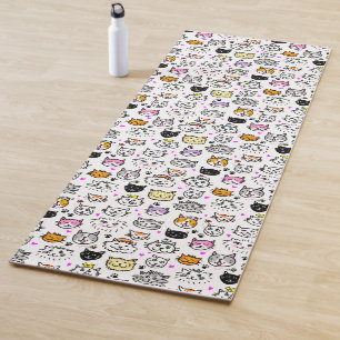 Tapis De Yoga Motif face chats Whimsical