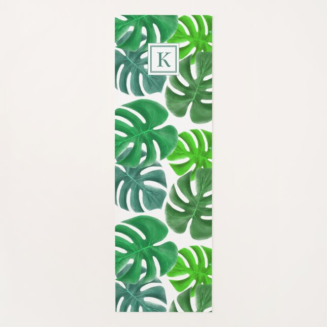 Tapis De Yoga Motif Feuille tropical monogramme (Devant)