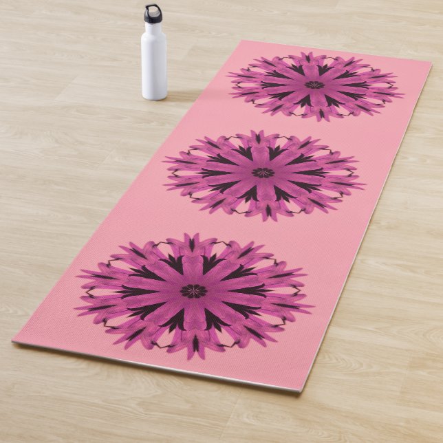 Tapis De Yoga Motif floral rose (En situation)